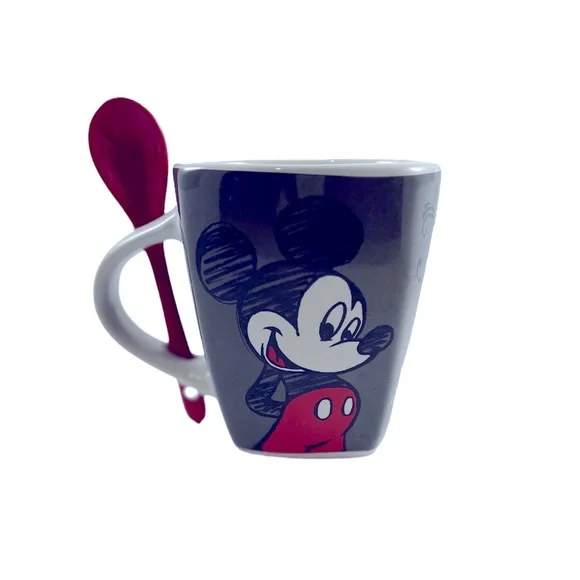 🌟 Disney Minnie and Mickey Ceramic Coffee/Tea Mug with Spoon - 12 oz - Picture 2 of 5